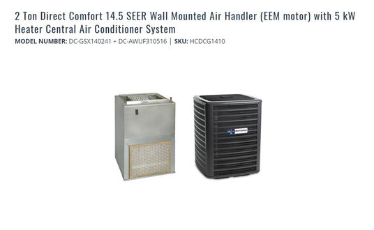 2 Ton Direct Comfort 14.5 SEER Wall Mounted Air Handler